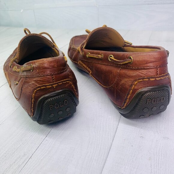 Polo Ralph Lauren ROBERTS Brown Leather Slip On Driving Loafers Shoes Sz 11.5 D - Picture 6 of 9